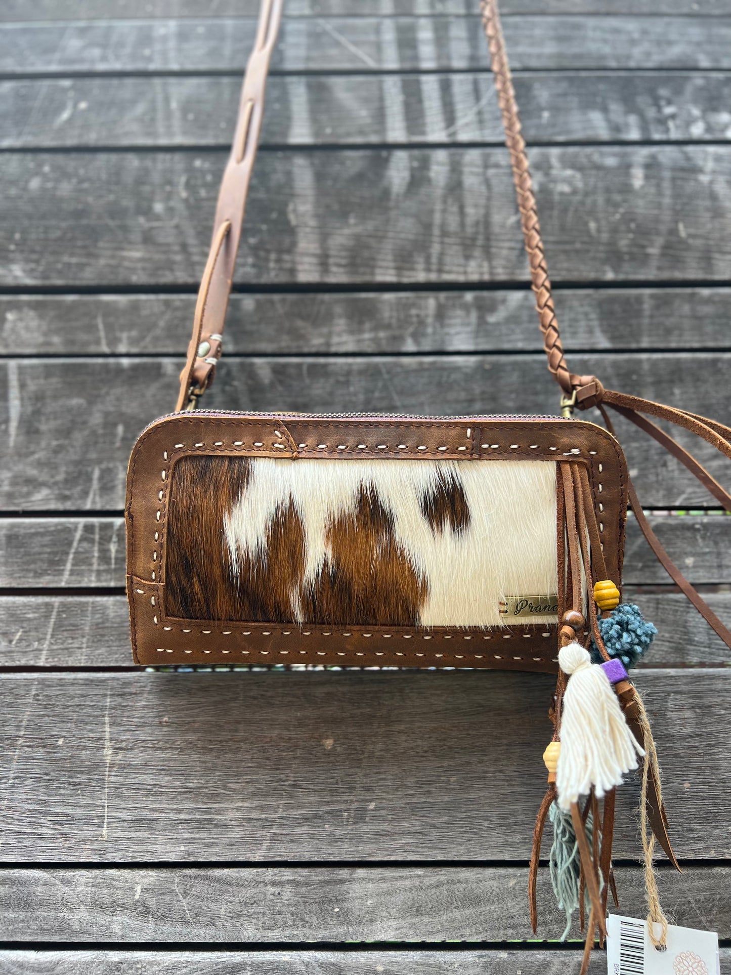 Cowhide "Preston" Leather Wristlet Bag