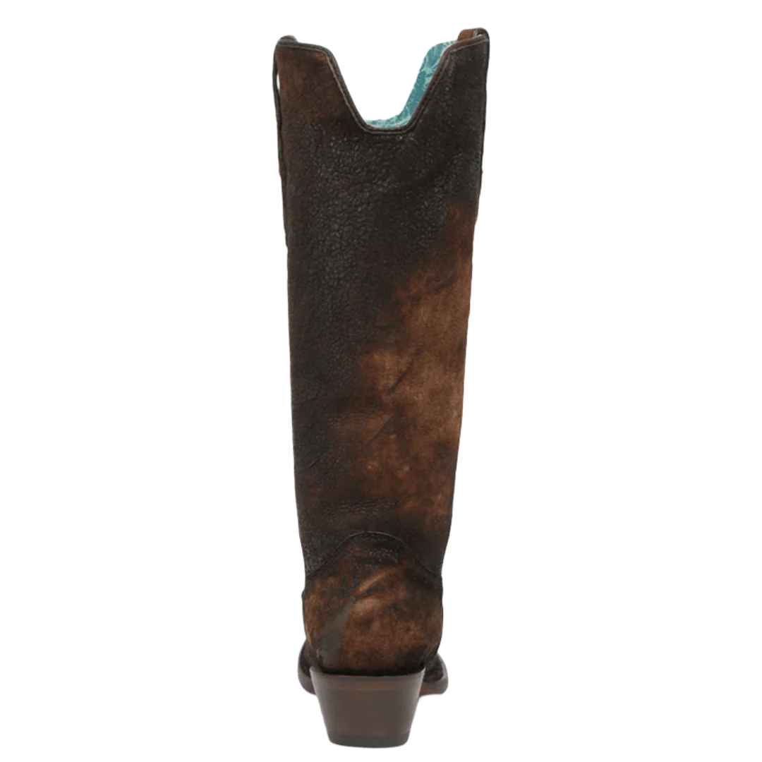 Corral Ladies Brown Woven Lamb Abstract Narrow Square Toe Boot