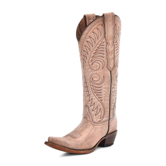 Circle G Sand Cowhide Embroidery Boot