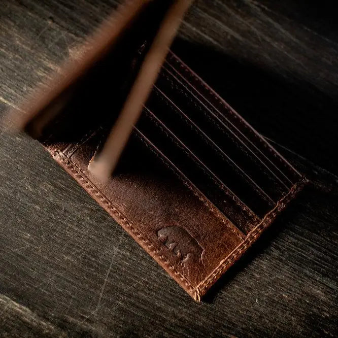 Bifold Leather Wallet - Dark Walnut