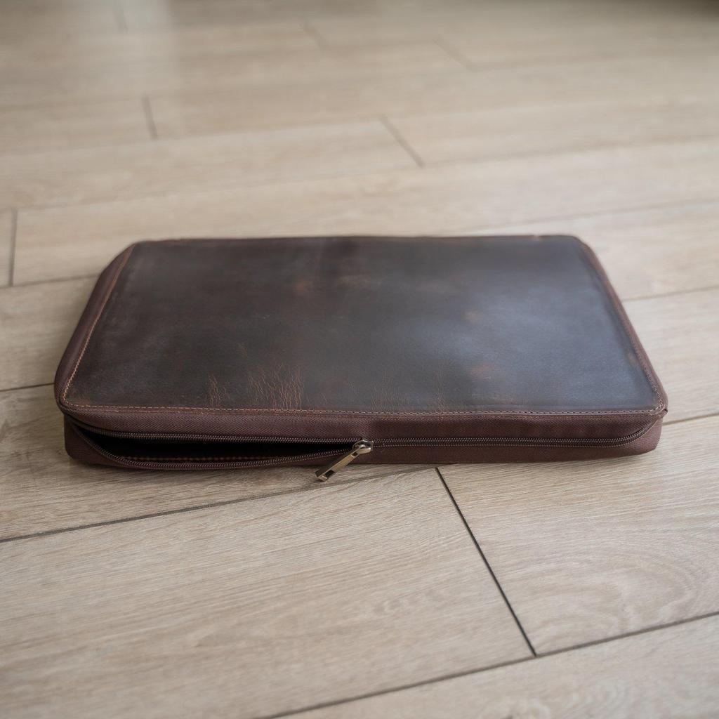 Buffalo Leather MacBook Portfolio - Dark Walnut