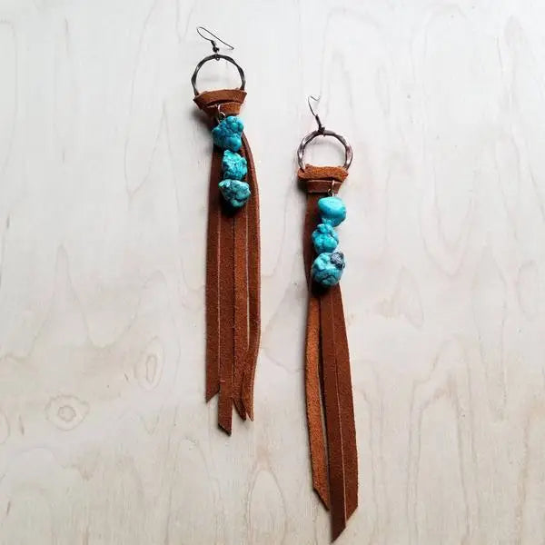 Multi Stone Turquoise Tassel Earring