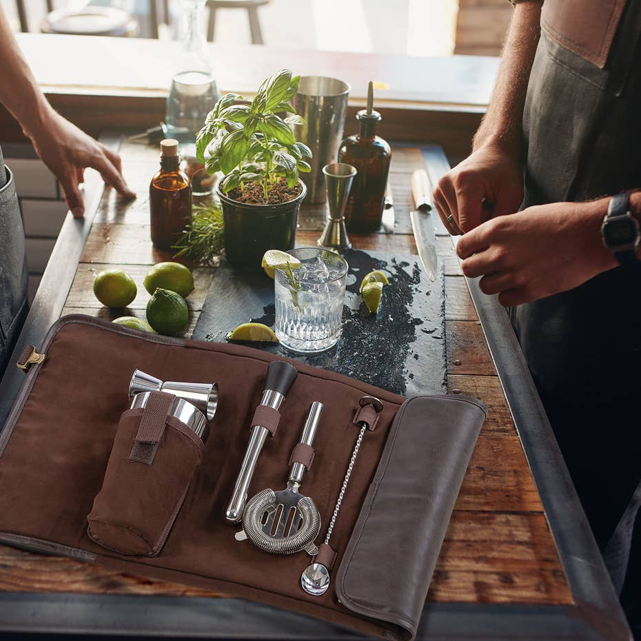Cocktail Travel Bar Bag Roll Up Kit