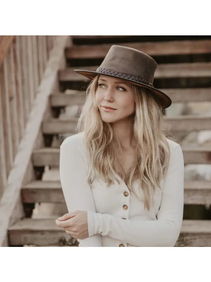 Leather Crushable Outback Hat