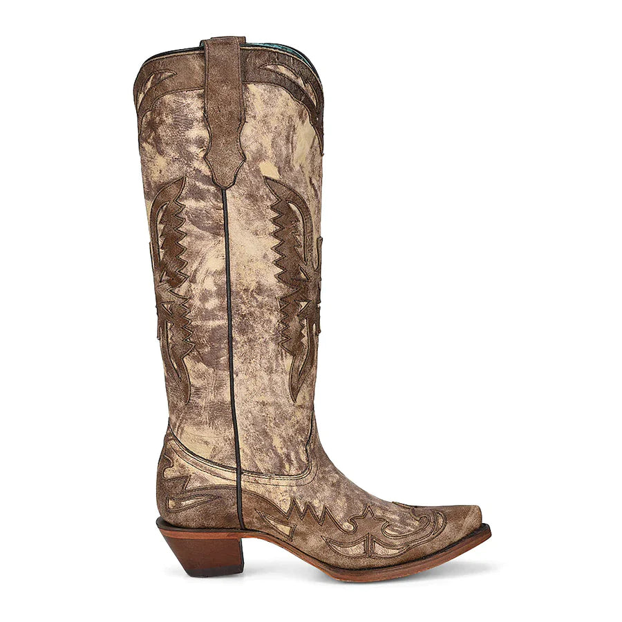 Corral LD Taupe/Brown Eagle Overlay Boot
