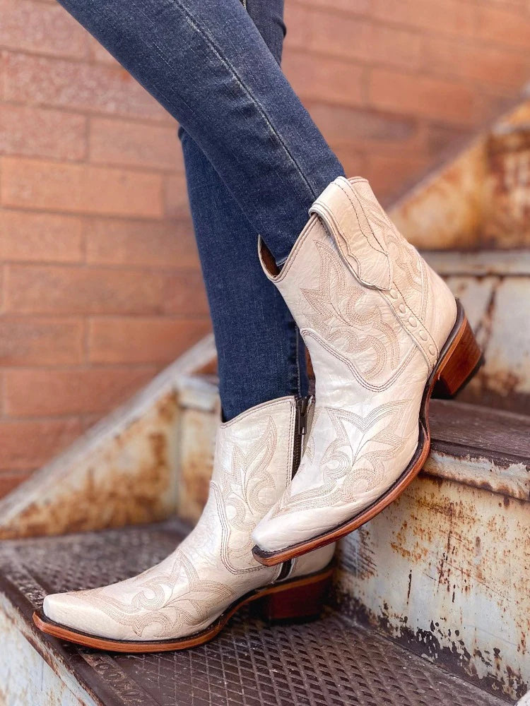Corral LD Pearl Embroidery & Zipper Ankle