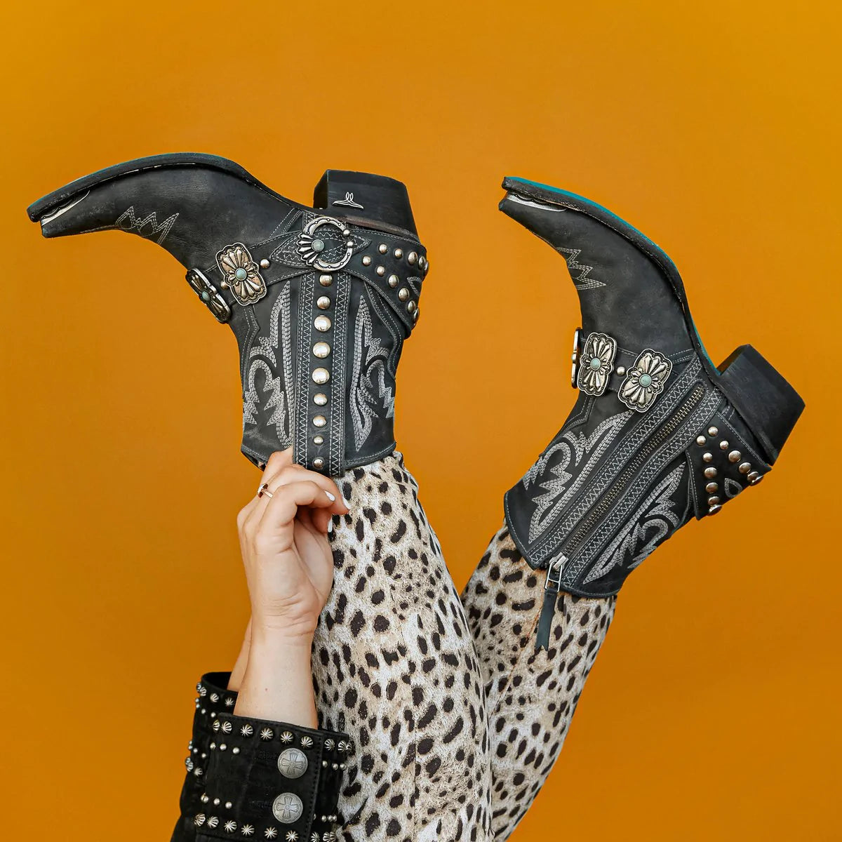 Lane Silver Mesa Bootie Jet Black