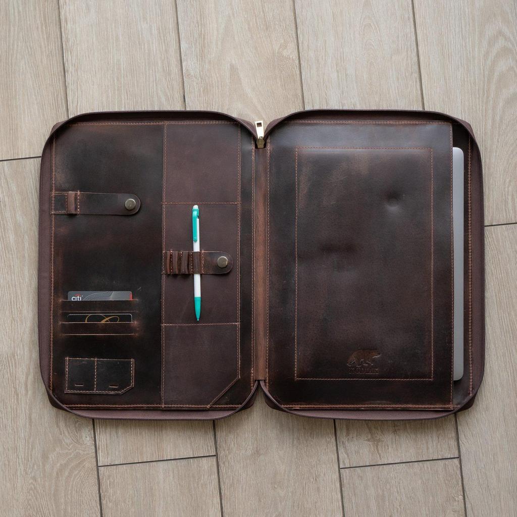 Buffalo Leather MacBook Portfolio - Dark Walnut