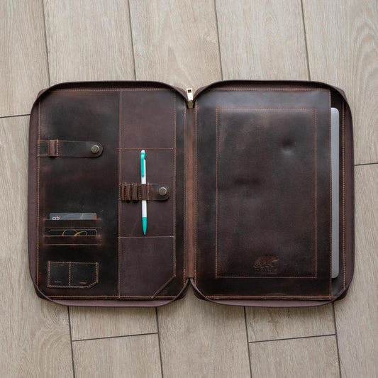 Buffalo Leather MacBook Portfolio - Dark Walnut