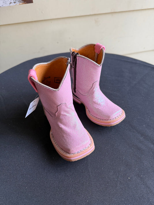 Mishmoccs Light Pink Shimmer Square Toe Boots