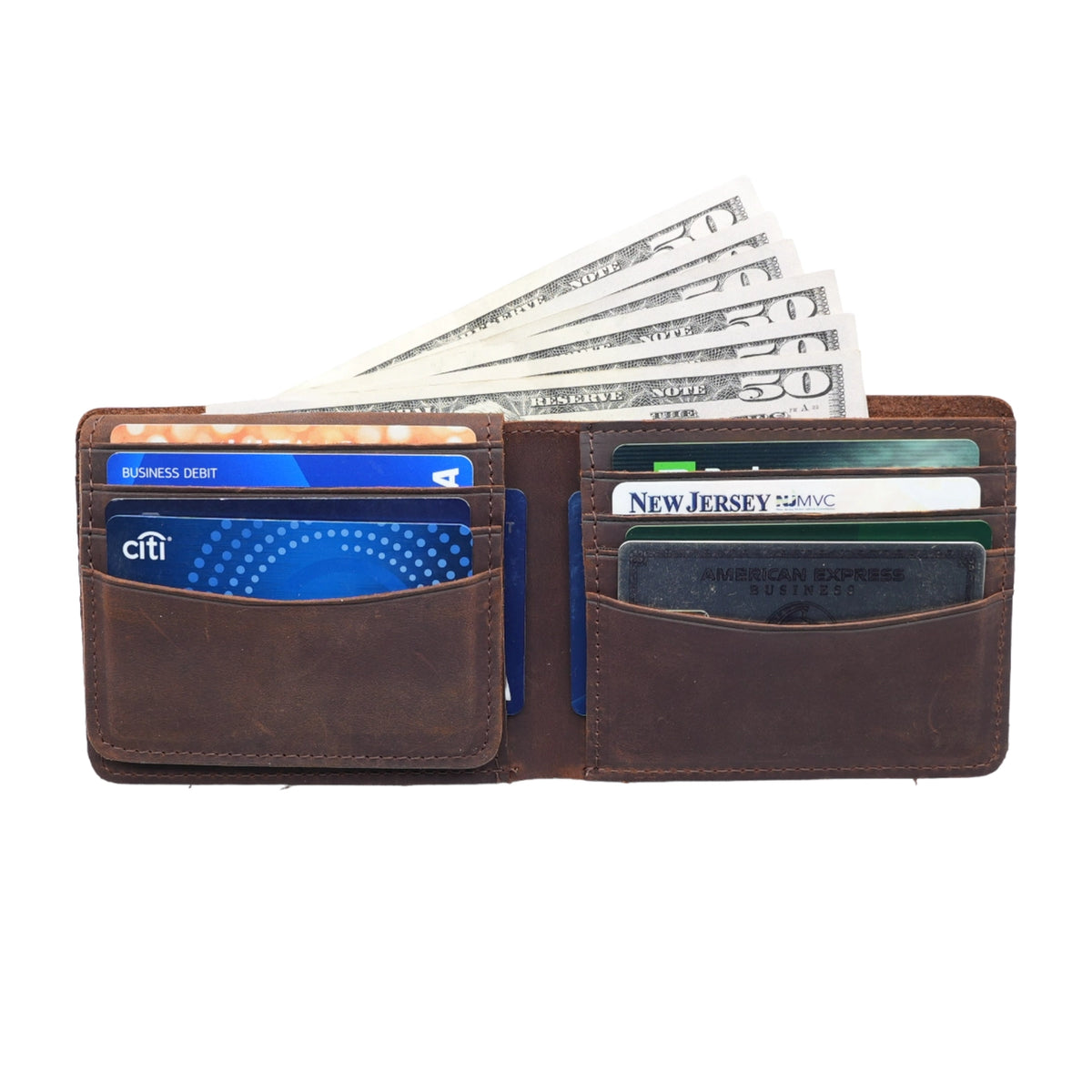 Genuine Leather Wallet w/ Flap Out ID Window