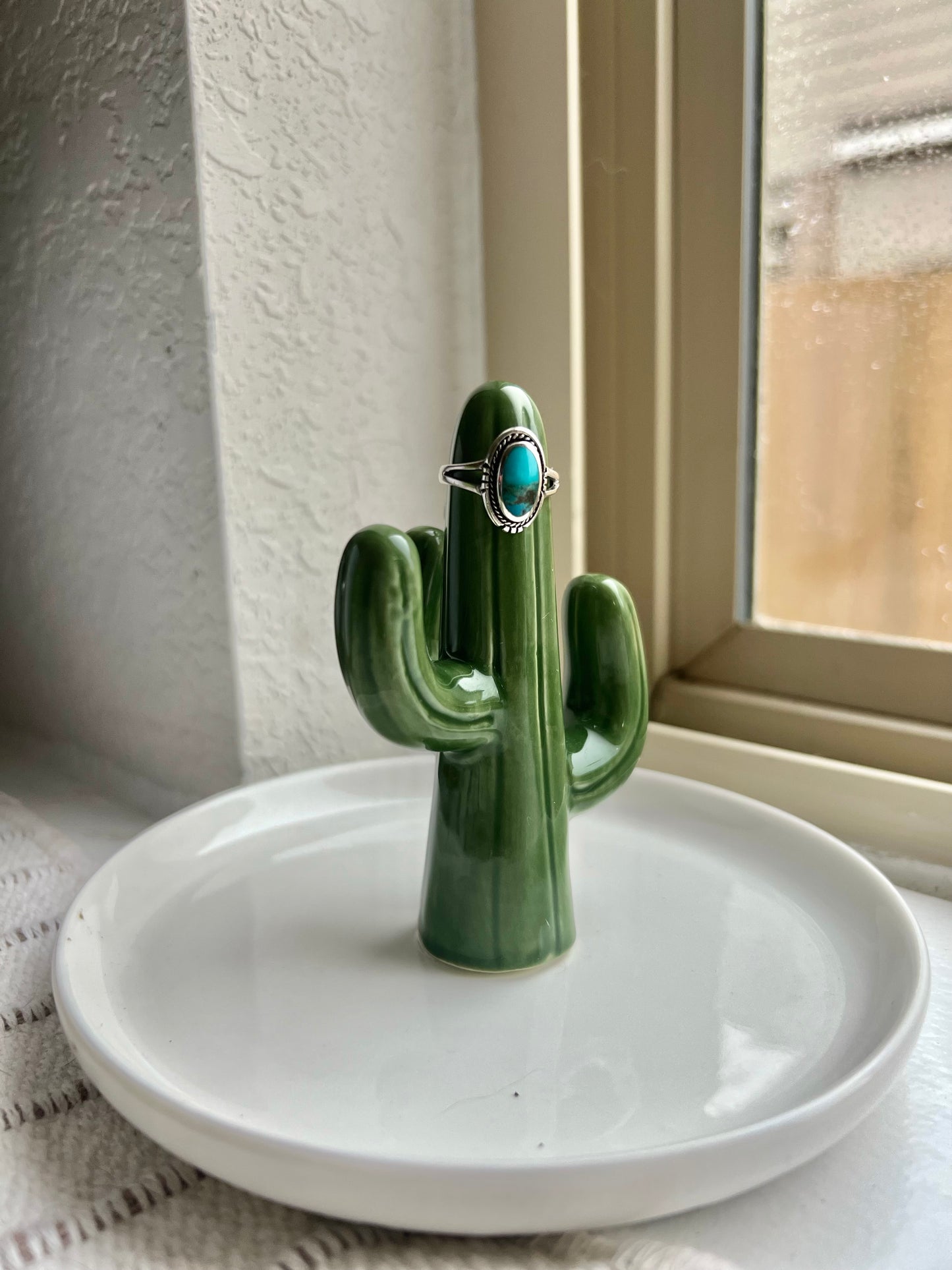 Sterling Silver Small Oval Turquoise Ring - Size 6