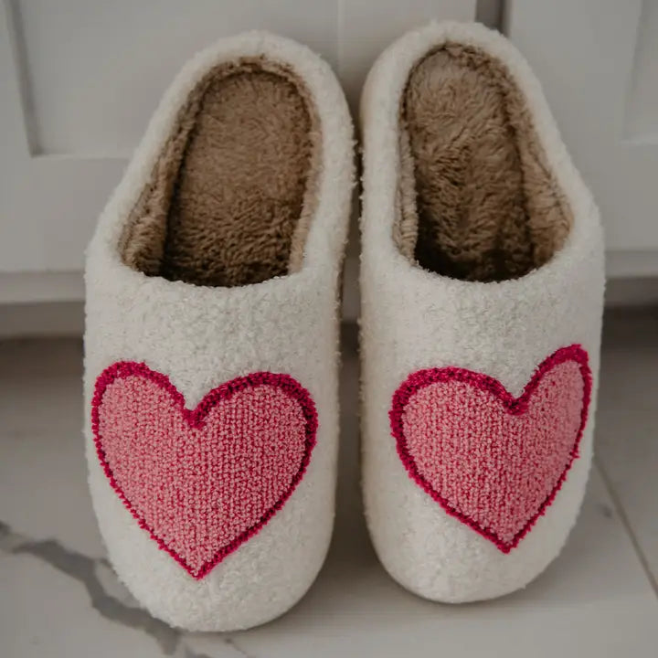 Pink/Red Heart Valentine's Fuzzy Slippers