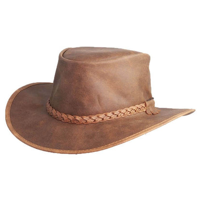 Leather Crushable Outback Hat - Copper