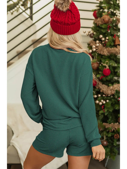 Corded Merry Graphic Long Sleeve Lounge Set