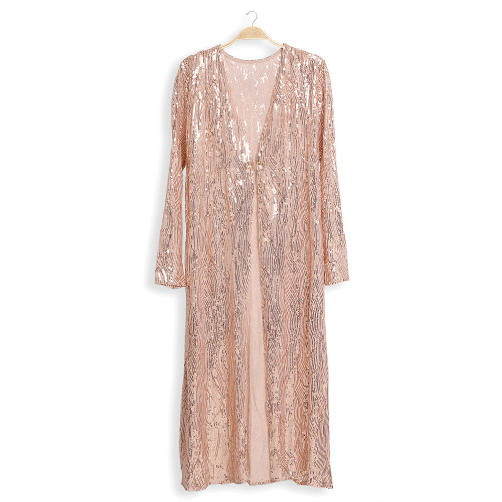 Sequin Long Cover-Up Kimono