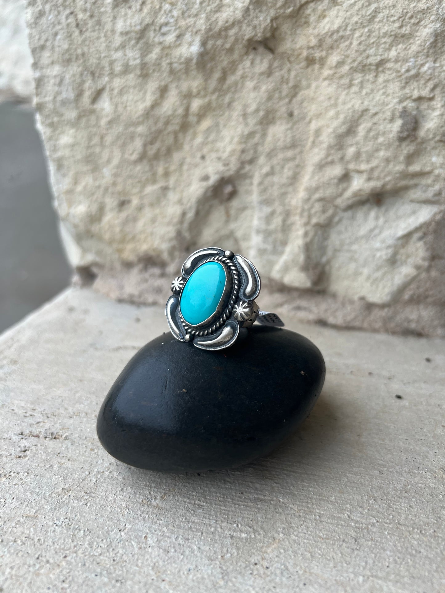 Jeff James Navajo Kingman Turquoise Ring - Size 8.5