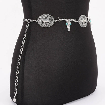 Vintage Skull Metal Chain Belt