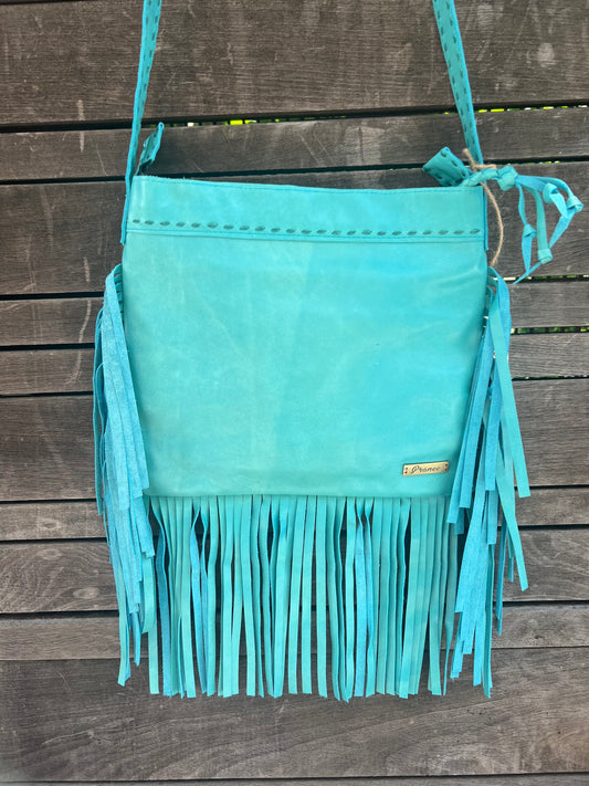 Pranee Austin Roxie Fringe Bag in Mint