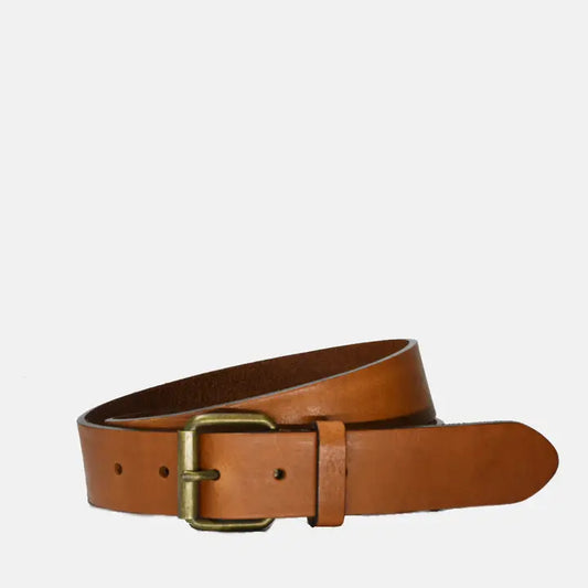 Tan Leather Belt w/ Brass Buckle