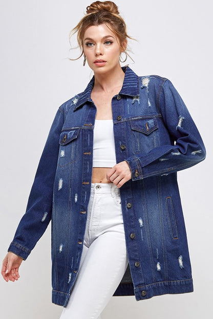 Distressed Washed Denim Jacket