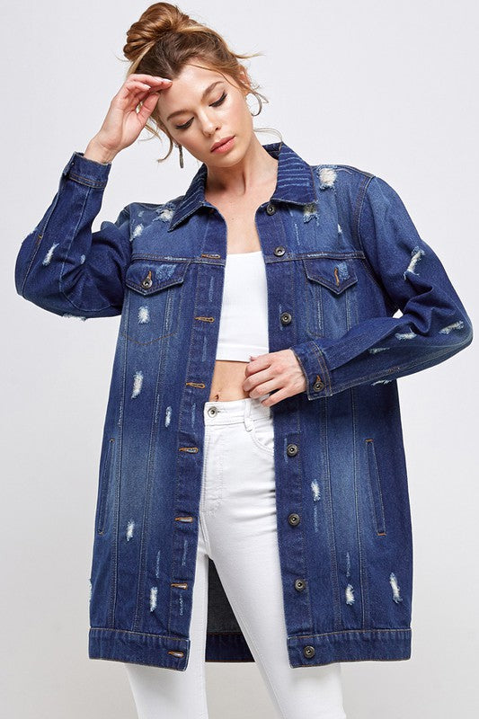 Distressed Washed Denim Jacket