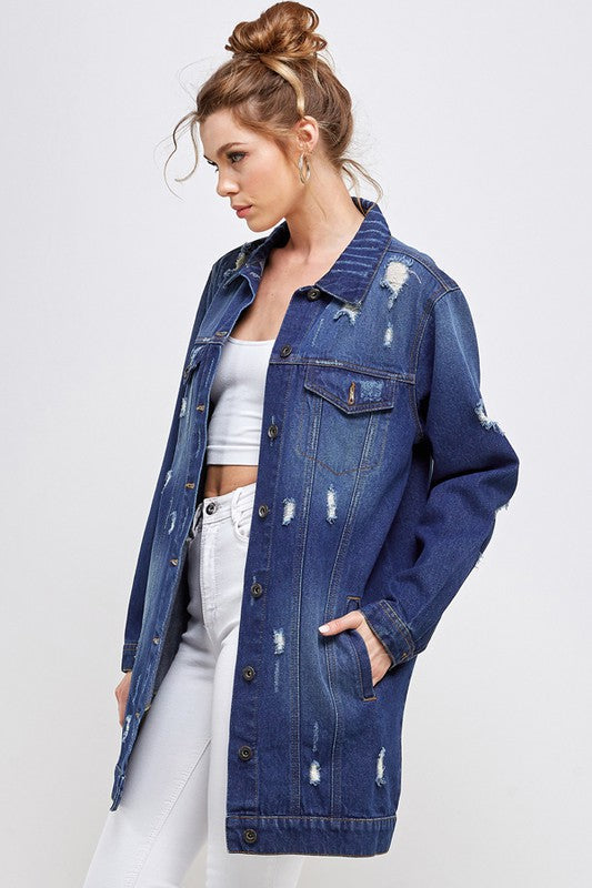 Distressed Washed Denim Jacket