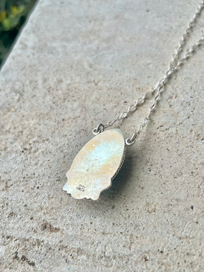 14" Chain Thunder Mountain Turquoise Large Pendant Necklaces