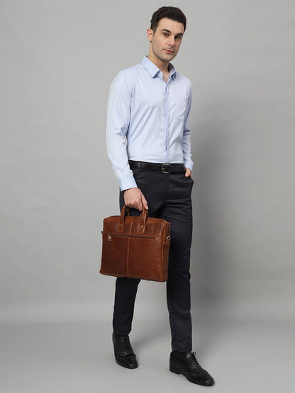 Denver Slim Leather Laptop Briefcase