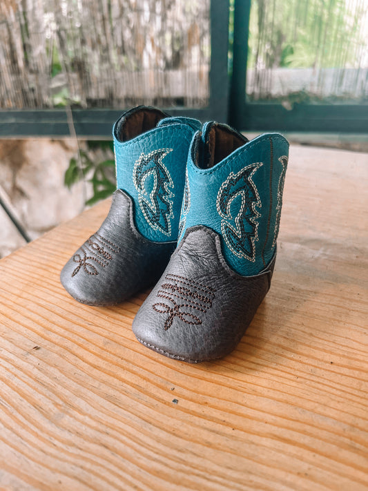 Justin Baby Blue/Brown Soft Toe Boots