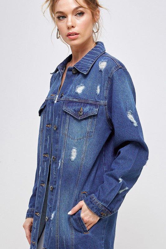 Distressed Washed Denim Jacket