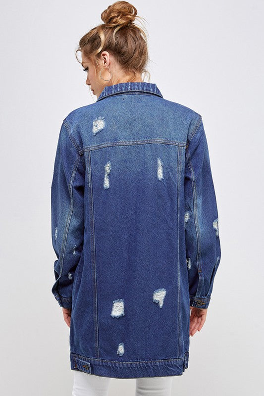 Distressed Washed Denim Jacket