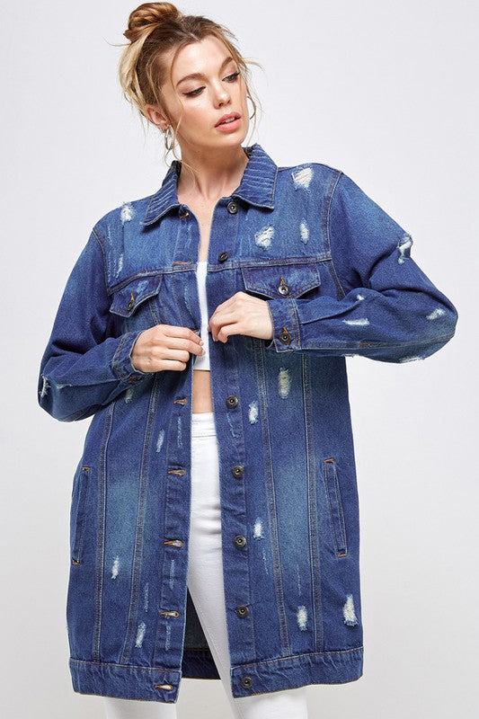 Distressed Washed Denim Jacket