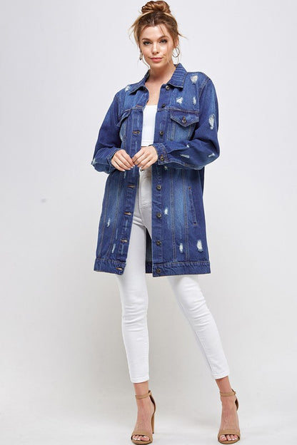 Distressed Washed Denim Jacket