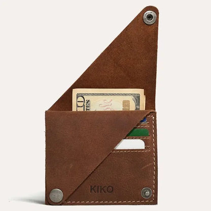 Wing Fold Card Case Leather Wallet