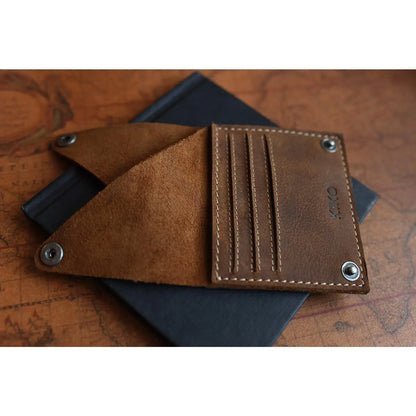 Wing Fold Card Case Leather Wallet