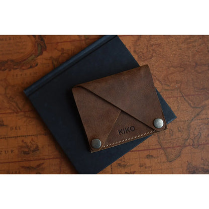 Wing Fold Card Case Leather Wallet