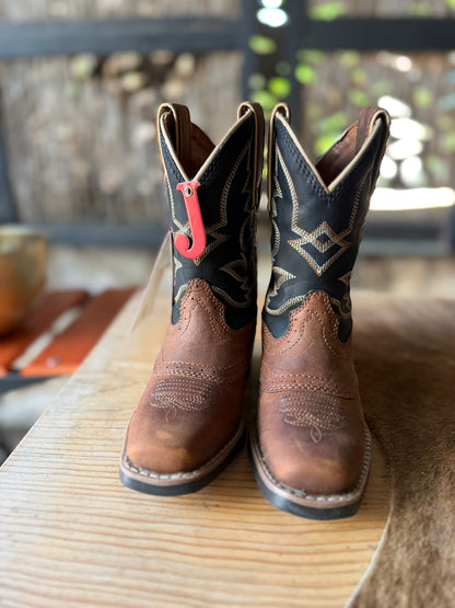 Justin Kids Tad Cognac Black Water Buffalo Boot