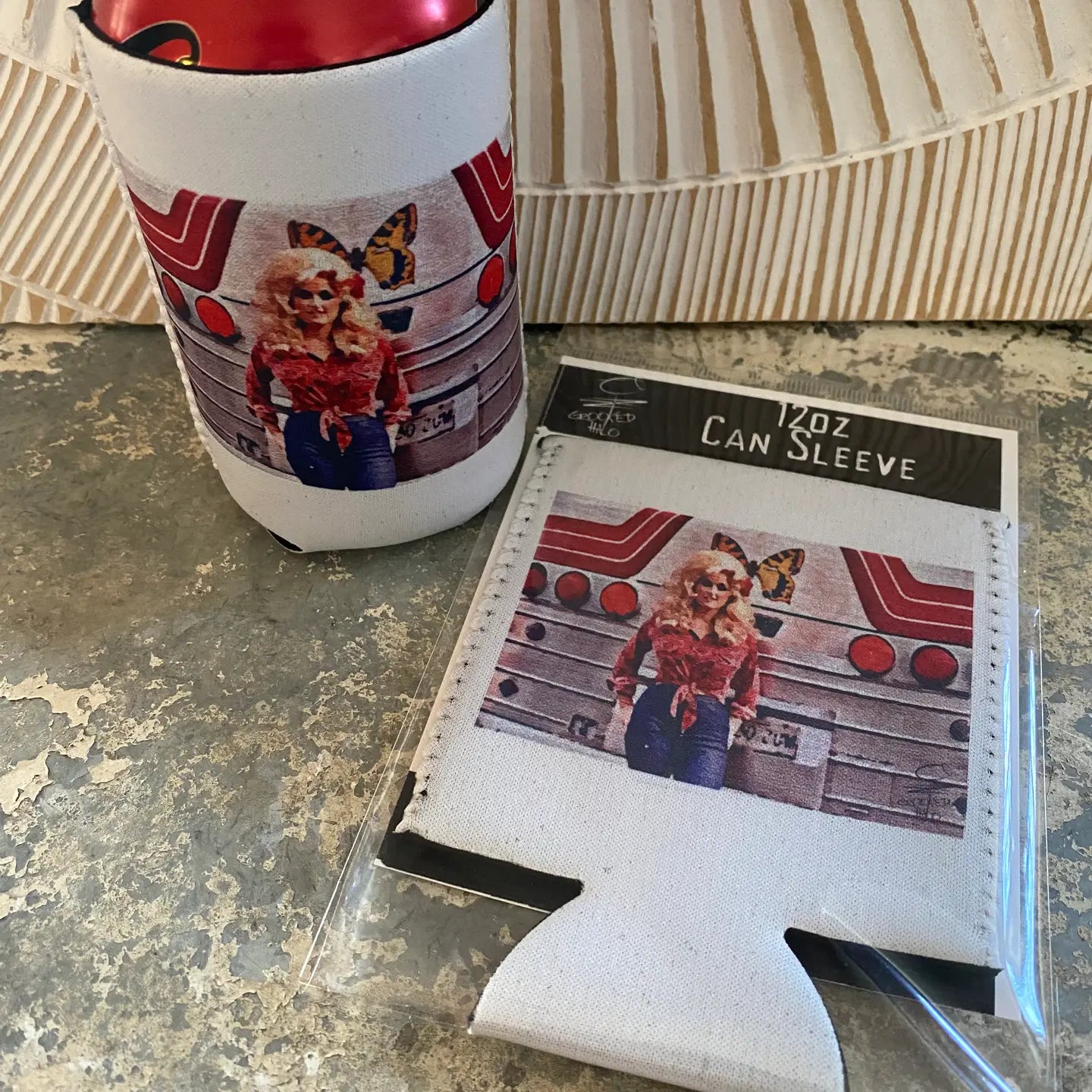 "Dolly" On The Road Neoprene Can Koozie
