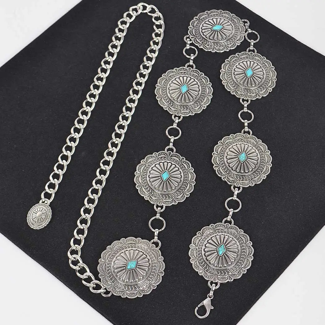 Light Weight Metal Chain Concho Belt