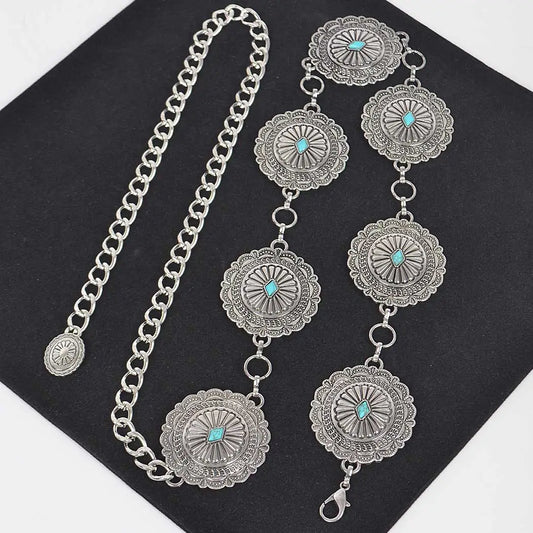 Light Weight Metal Chain Concho Belt