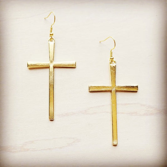 Gold Cross Earrings-Online Only