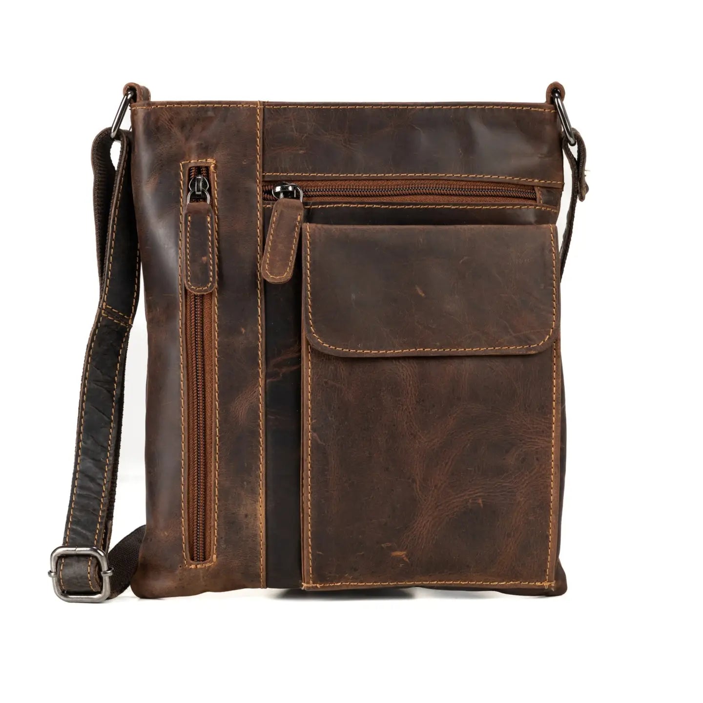 Leather Multi Pocket Crossbody Bag