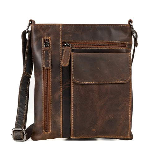 Leather Multi Pocket Crossbody Bag