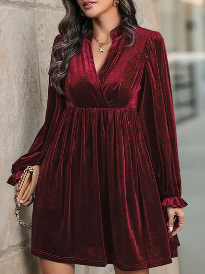 Red Velvet Long Sleeve Dress