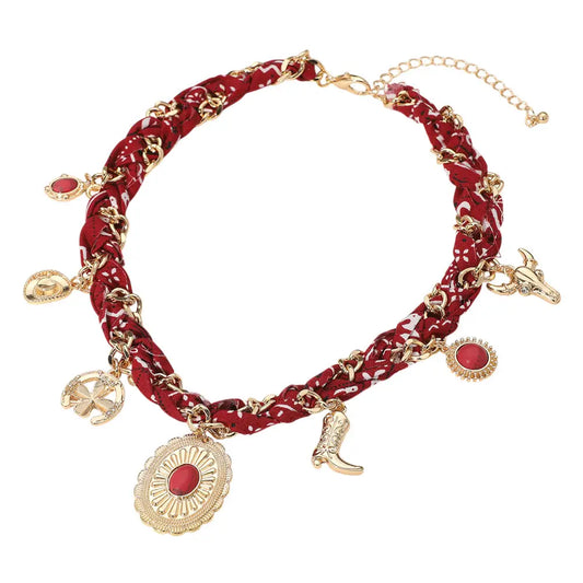Western Charm Red Bandana Necklace