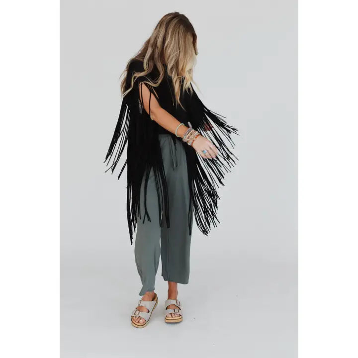 Showstopper Black Fringe Tunic