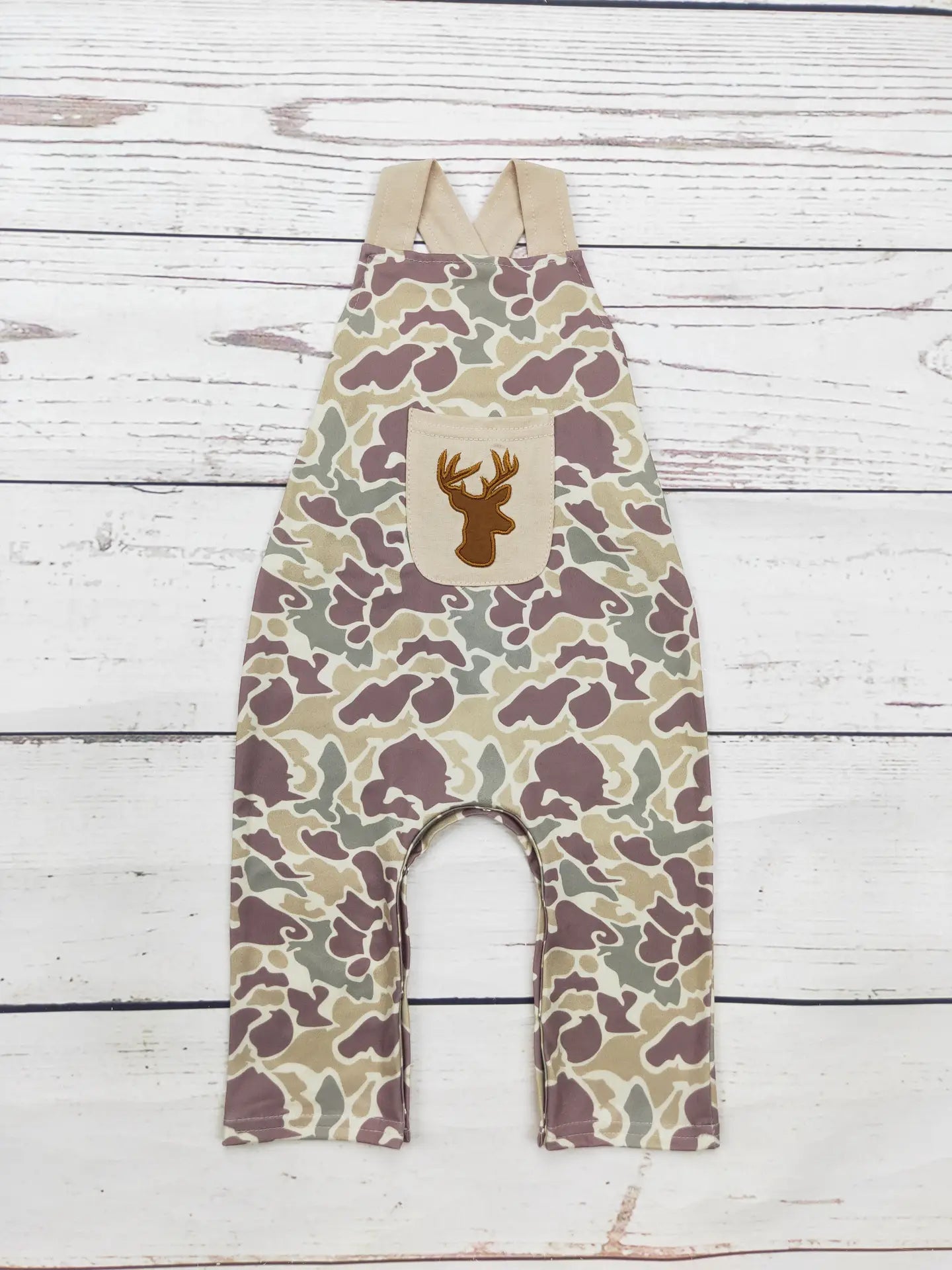 Baby Boy Camouflage Deer Applique Jumpsuit