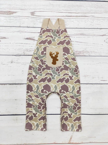 Baby Boy Camouflage Deer Applique Jumpsuit