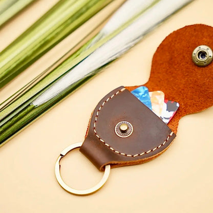Leather Guitar Pick Holder Keychain